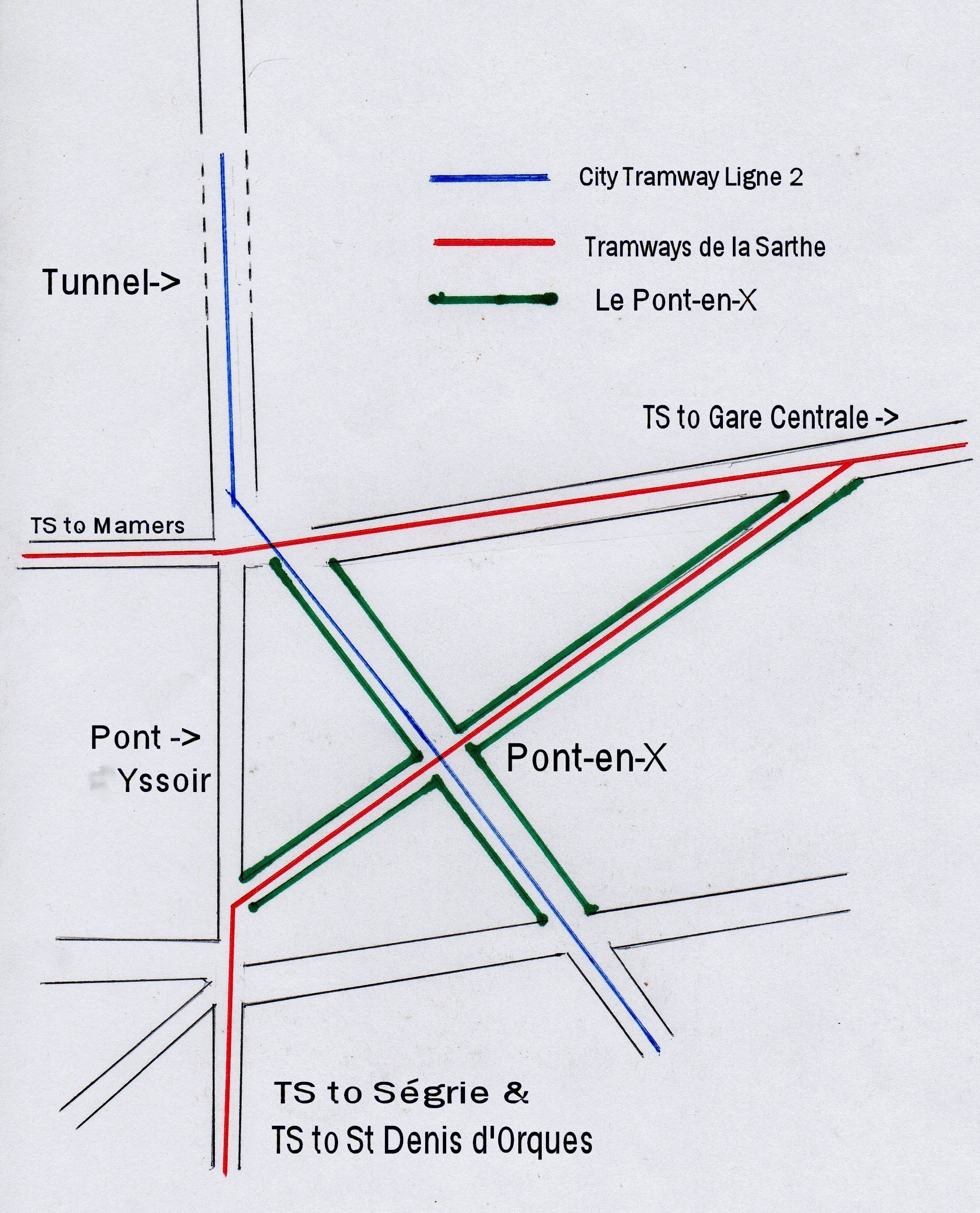 Le Mans : Le Pont-en-X : Plan Map